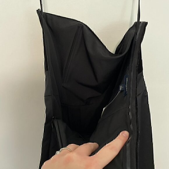 NEW NWT BANANA REPUBLIC Black Velvet Mixed Media Strapless Knee LBD Sheath Dress - Picture 8 of 12